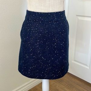 Loft Navy sequin skirt 4P NWT